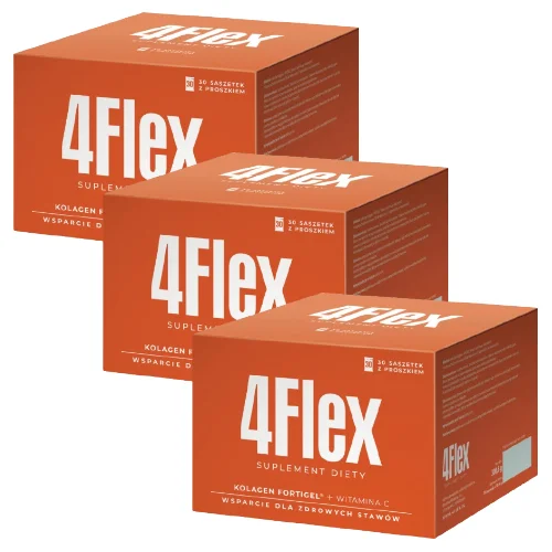 Miniaturka artykułu - Zestaw 4Flex, 3 x 30 sasz. - kolagen w proszku