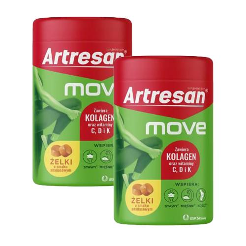 Miniaturka artykułu - Zestaw Artresan Move żelki o smaku ananasowym, 2 x 150 g