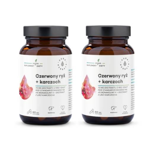 Miniaturka artykułu - Zestaw Aura Herbals Czerwony ryż + karczoch, 2 x 60 kaps.
