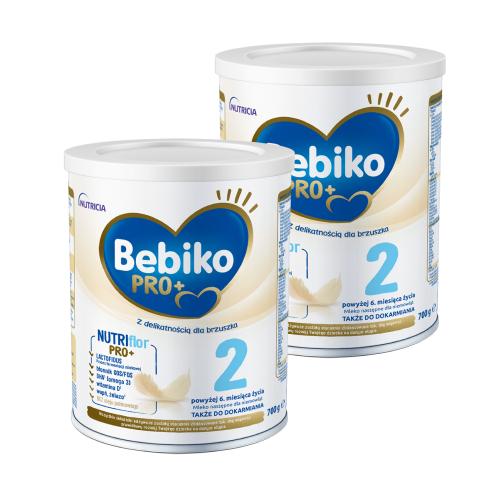 Miniaturka artykułu - Zestaw Bebiko Pro+ 2 Mleko następne dla niemowląt powyżej 6 miesiąca życia, 2 x 700 g