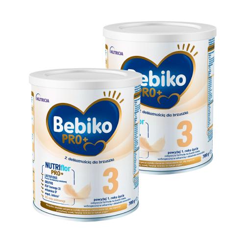 Miniaturka artykułu - Zestaw Bebiko Pro+ 3 Odżywcza formuła na bazie mleka dla dzieci powyżej 1. roku życia, 2 x 700 g