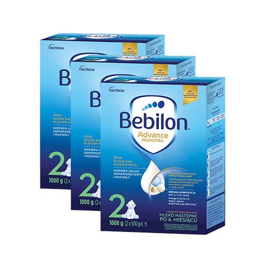 Miniaturka artykułu - Zestaw Bebilon 2 Pronutra Advance Mleko następne po 6. miesiącu, 3 x 1000g 