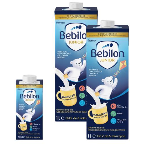 Miniaturka artykułu - Zestaw Bebilon Junior Gotowa do picia wzbogacona formuła na bazie mleka od 2. do 6. roku życia, 2x 1l + 200 ml