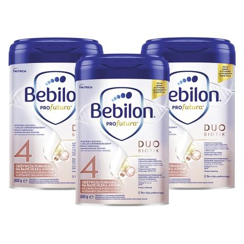 Miniaturka artykułu - Zestaw Bebilon Profutura Duobiotik 4 Odżywcza formuła na bazie mleka dla dzieci po 2. roku życia, 3x 800 g