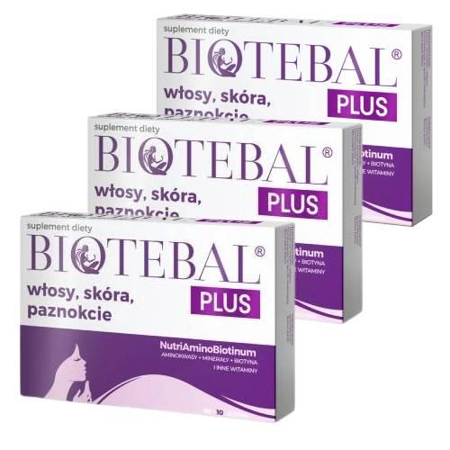 Miniaturka artykułu - Zestaw BIOTEBAL Plus Włosy, sk&oacute;ra, paznokcie, 3x 40 tabletek