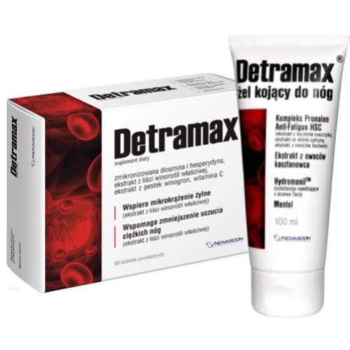 Miniaturka artykułu - zestaw DETRAMAX - 60 tabletek + żel chłodzący do n&oacute;g - 100 ml