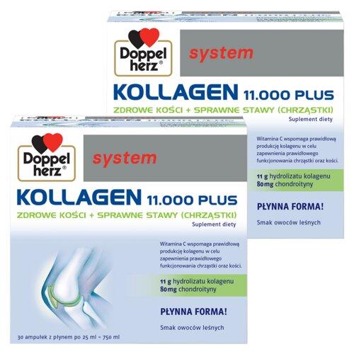 Miniaturka artykułu - Zestaw Doppelherz System Kollagen 11.000 Plus, 60 ampułek po 25 ml
