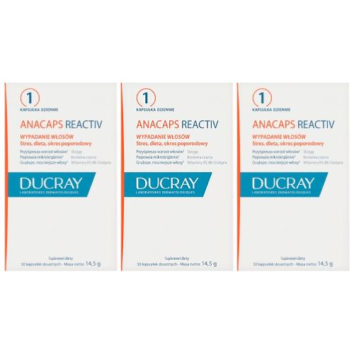 Zestaw Ducray Anacaps Reactiv, 3 x 30 kaps. - dla os&oacute;b z problemem wypadania włos&oacute;w