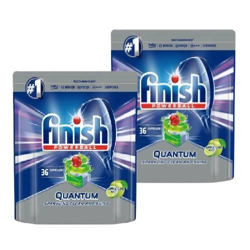 Miniaturka artykułu - Zestaw FINISH Quantum Max Apple&Lime Kapsułki do zmywarki, 2x36 sztuk