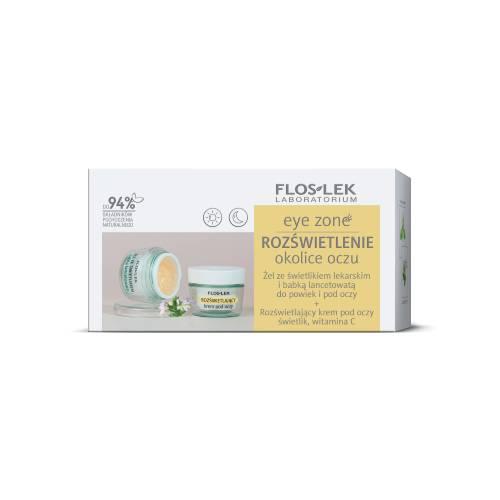Miniaturka artykułu - Zestaw Floslek EYE ZONE Rozświetlenie okolice oczu Żel do powiek i pod oczy, 10 g + Krem pod oczy, 15 ml