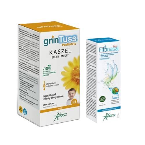 Miniaturka artykułu - Zestaw GrinTuss Pediatric Syrop, 180 g + Fitonasal Spray do nosa, 30 ml