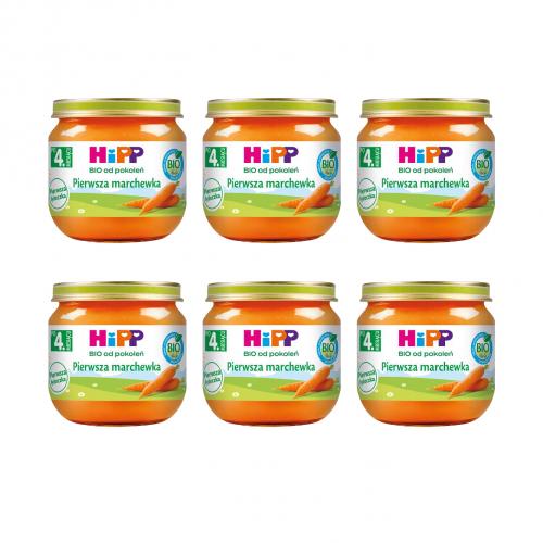 Miniaturka artykułu - Zestaw HiPP BIO Pierwsza marchewka po 4. miesiącu, 6 x 80 g