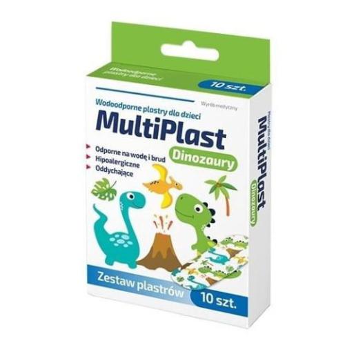 Miniaturka artykułu - MultiPlast Wodoodporne plastry dla dzieci Dinozaury, 10 szt.