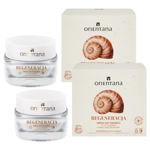 Miniaturka artykułu - Zestaw Orientana Naturalny krem do twarzy ze śluzem ślimaka, 2 x 50 ml