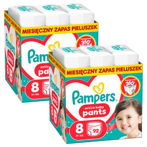 Miniaturka artykułu - Zestaw Pampers Active Baby Pants 8 Pieluchomajtki dla dzieci, 2 x 92 szt.