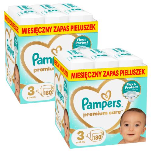 Miniaturka artykułu - Zestaw Pampers Premium Care 3 Pieluchy dla dzieci, 2 x 180 szt.