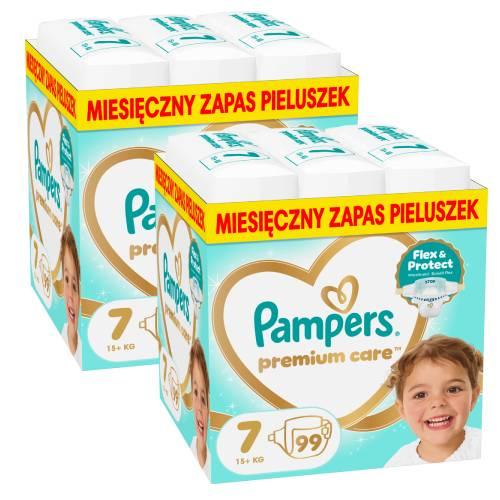 Miniaturka artykułu - Zestaw Pampers Premium Care 7 Pieluchy dla dzieci, 2 x 99 szt.