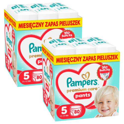 Miniaturka artykułu - Zestaw Pampers Premium Care Pants 5 Pieluchomajtki dla dzieci, 2 x 80 szt.