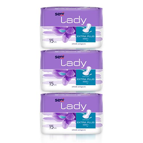 Miniaturka artykułu - Zestaw SENI Lady Extra Plus, 3 x 15szt. - Wkładki anatomiczne