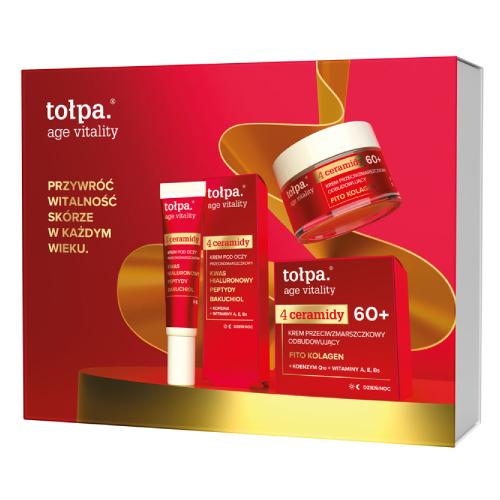 Miniaturka artykułu - Tołpa Age Vitality 4 Ceramidy Zestaw świąteczny: Krem do twarzy przeciwzmarszczkowy odbudowujący 60+, 50 ml + Krem pod oczy przeciwzmarszczkowy, 15 ml