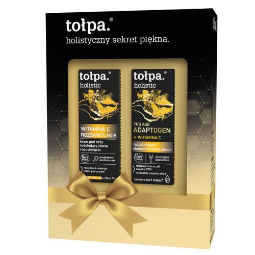 Miniaturka artykułu - ZESTAW TOŁPA HOLISTIC WITAMINA C: Krem pod oczy redukujący cienie i opuchnięcia, 10ml + Rozjaśniające skoncentrowane serum, 20ml 