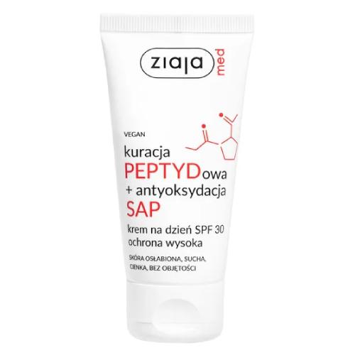 Miniaturka artykułu - Ziaja Med Kuracja Peptydowa + Antyoksydacja SAP Krem do twarzy na dzień SPF 30, 50 ml