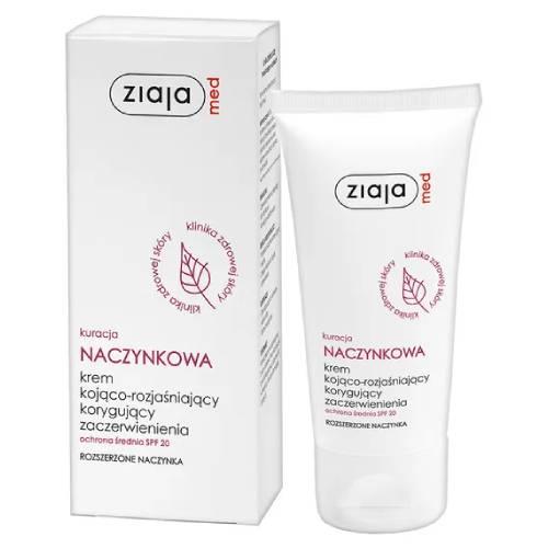 Miniaturka artykułu - ZIAJA MED NACZYNKOWA Krem kojąco-rozjaśniający SPF20, 50ml