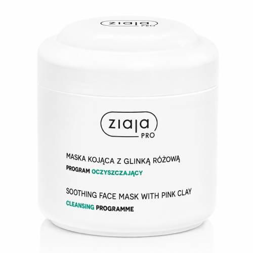 Miniaturka artykułu - Ziaja PRO Oczyszczająca maska kojąca z glinką r&oacute;żową, 200 ml