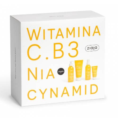 Miniaturka artykułu - ZIAJA Zestaw okolicznościowy Witamina C.B3 Niacynamid Krem na przebudzenie, 50ml + Balsam do ciała, 200ml + Tonik przed i po makijażu, 190ml + Żel oczyszczający do twarzy, 190ml