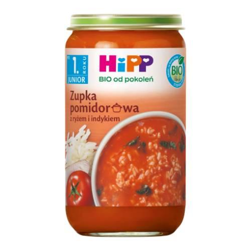 Miniaturka artykułu - HiPP BIO Junior Zupka pomidorowa z ryżem i indykiem po 1. roku, 250 g