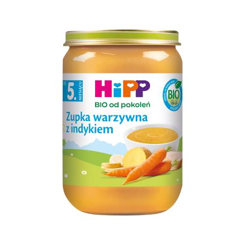 Miniaturka artykułu - HiPP &Beta;IO Zupka warzywna z indykiem po 5. miesiącu, 190 g
