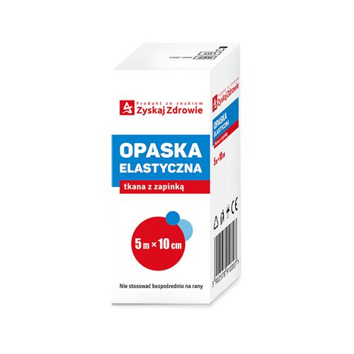 Miniaturka artykułu - ZYSKAJ ZDROWIE Opaska elastyczna tkana z zapinką 5 m x 10 cm, 1szt.