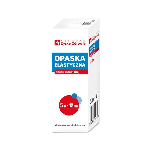 Miniaturka artykułu - ZYSKAJ ZDROWIE Opaska elastyczna tkana z zapinką 5 m x 12 cm, 1szt.